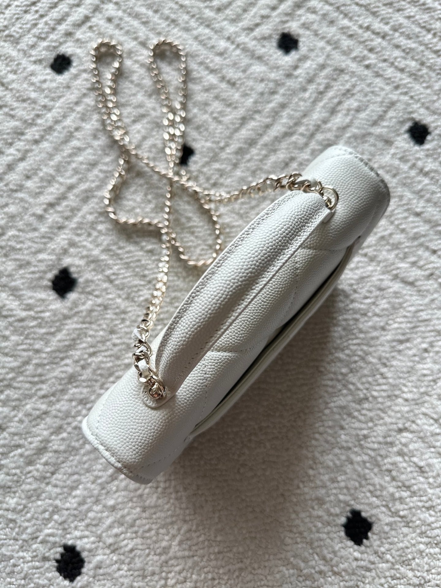 Chanel 2025 Trendy CC Wallet on Chain 19cm Bag White Caviar Leather 320292