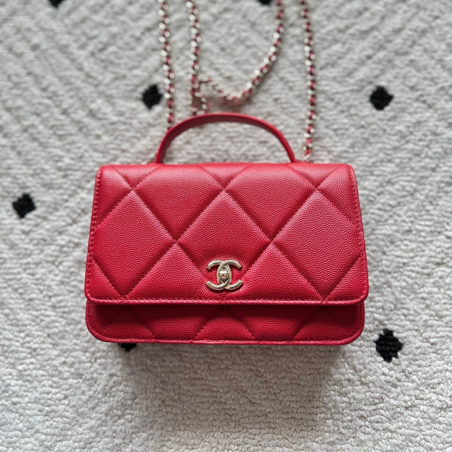 Chanel 2025 Trendy CC Wallet on Chain 19cm Bag Red Caviar Leather 320293