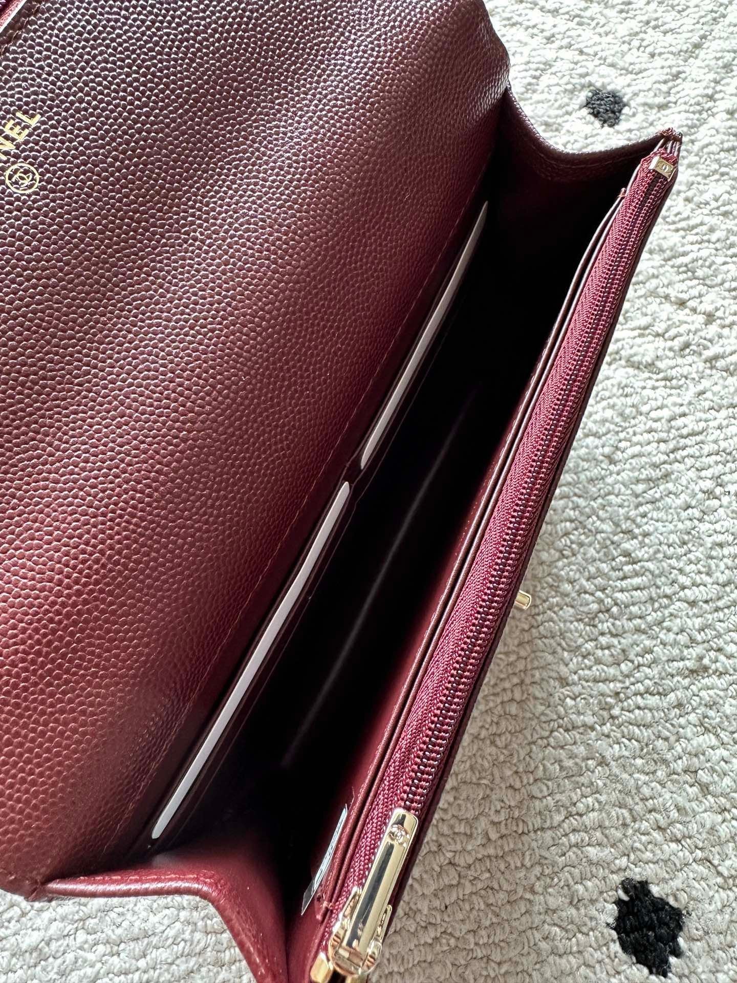 Chanel 2025 Trendy CC Wallet on Chain 19cm Bag Burgundy Caviar Leather 320294