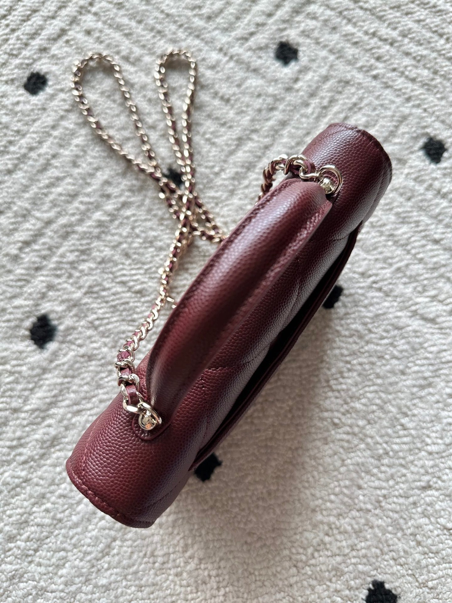 Chanel 2025 Trendy CC Wallet on Chain 19cm Bag Burgundy Caviar Leather 320294