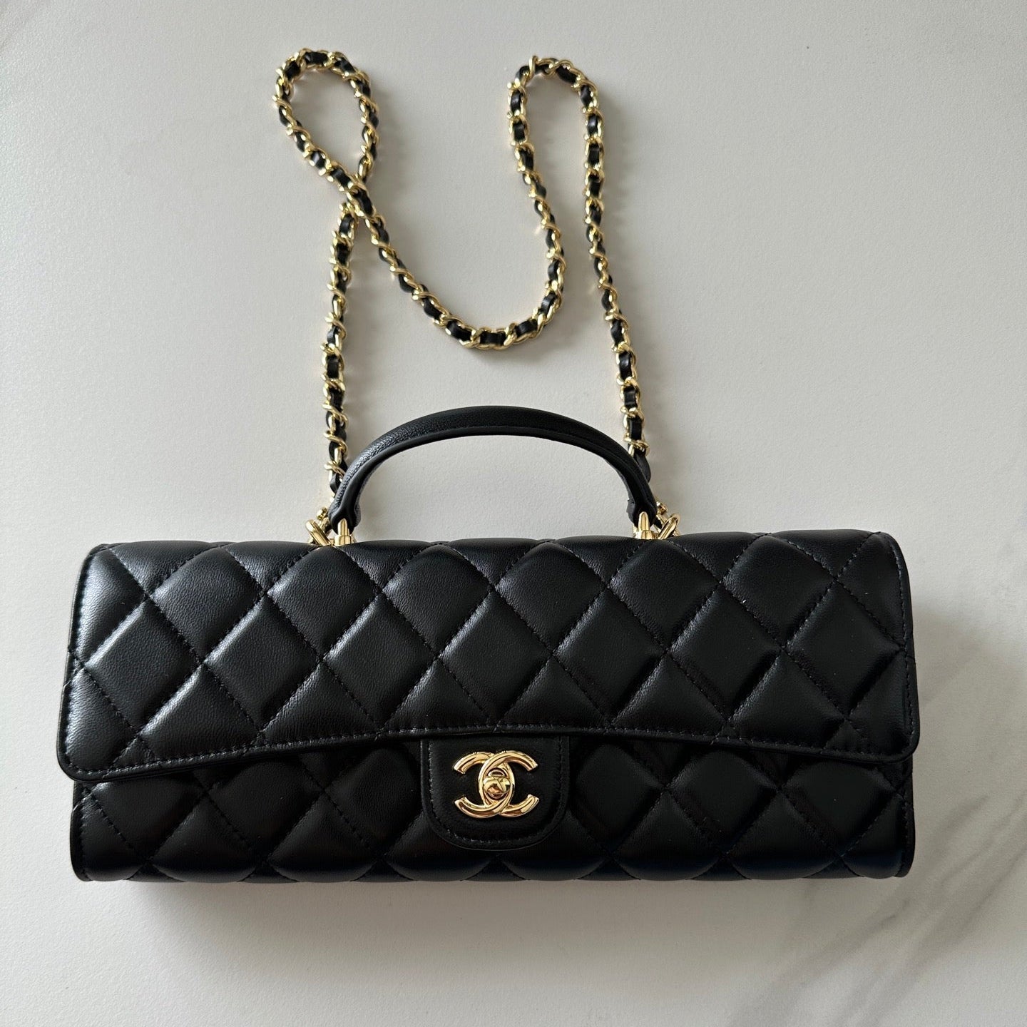 Chanel 2026 Long Top Handle Clutch 25cm Lambskin