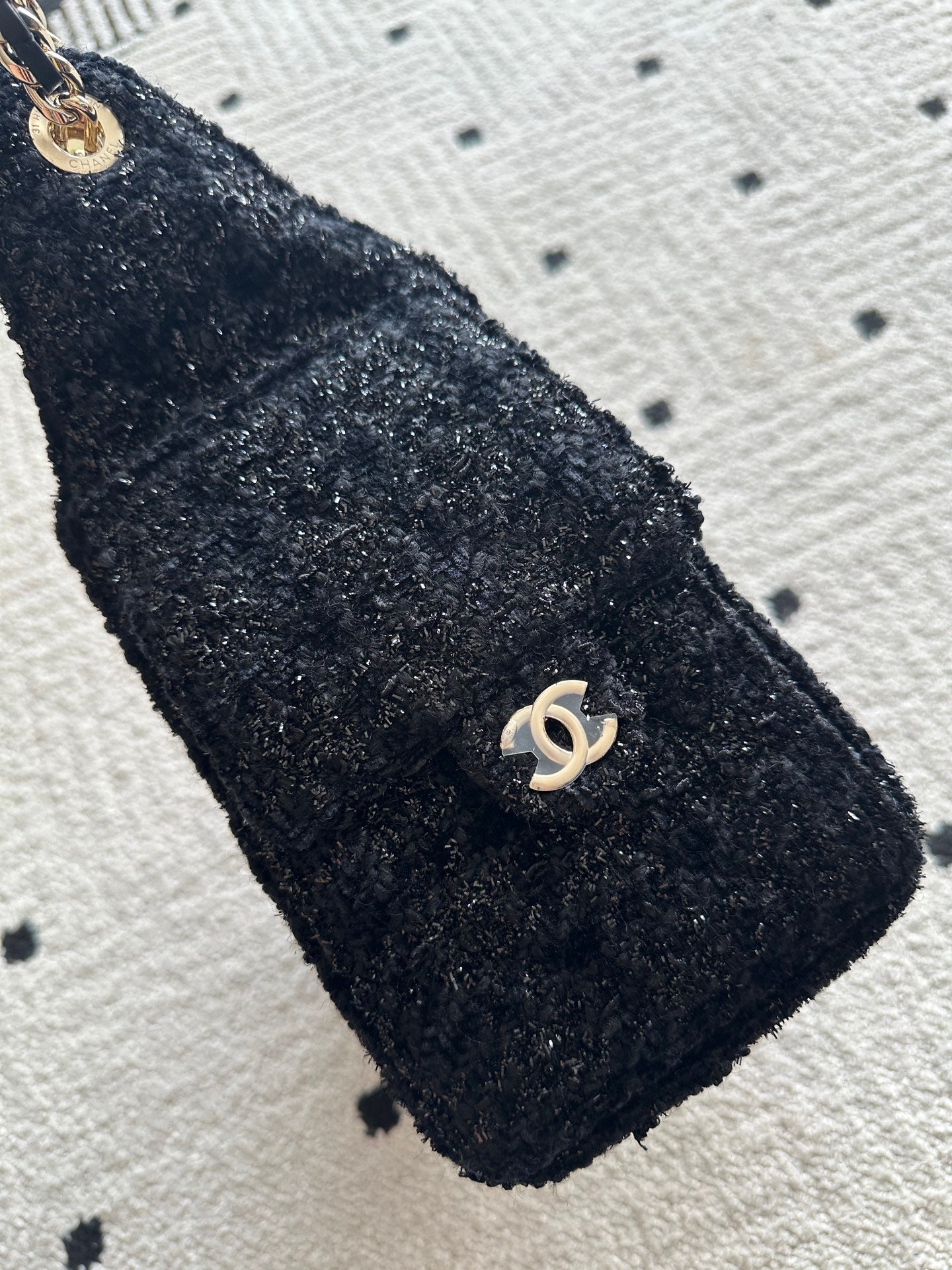 Chanel 2026 Hobo Bag Black Cotton And Wool Tweed