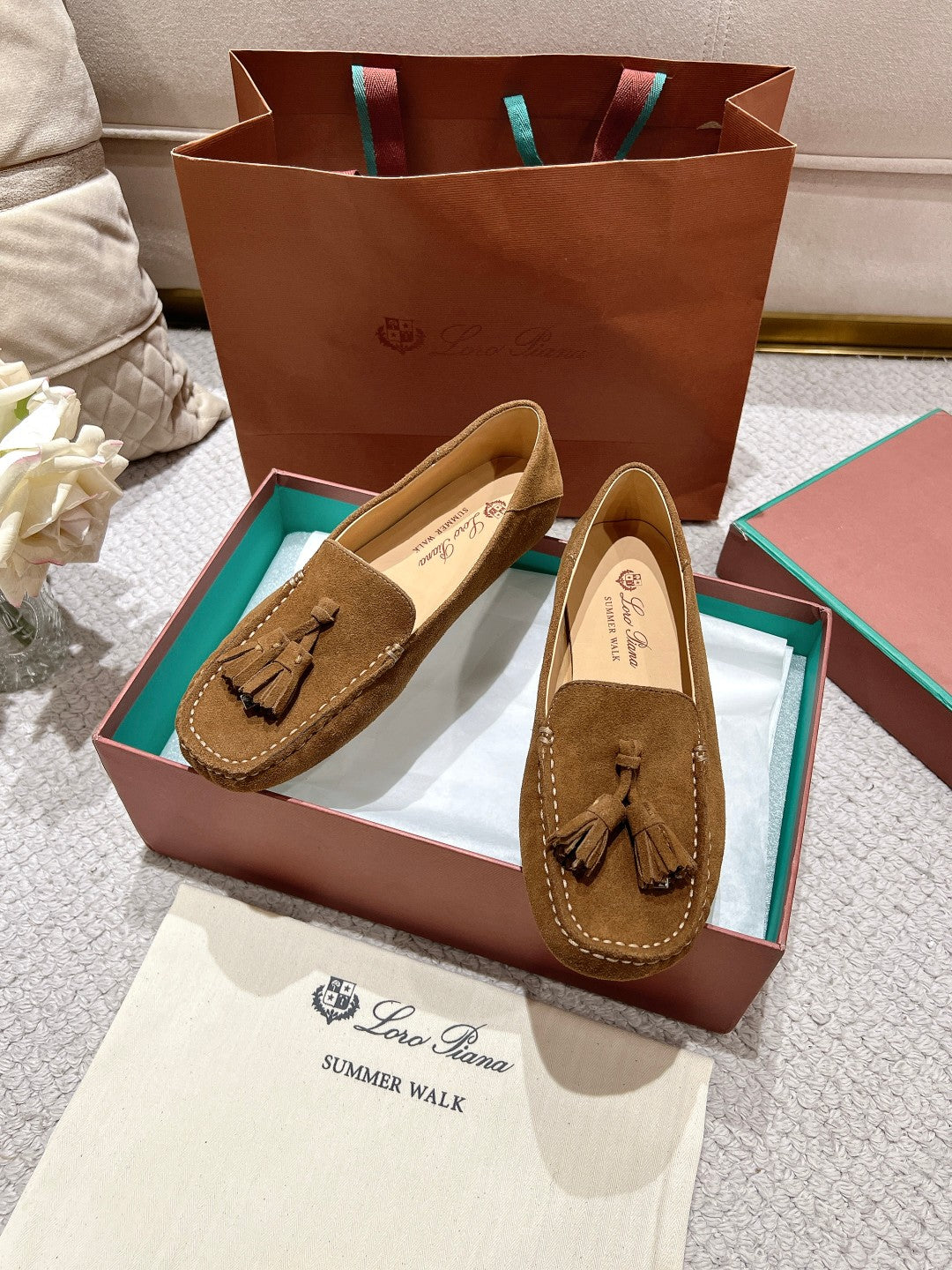 LP Dot sole walk mocassin Copper Brown  Suede 215001