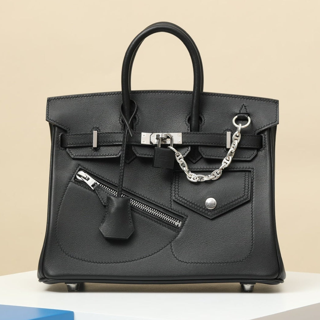 High-end Hermes 2026 Birkin Rock Bag 25cm Black Volupto Calfskin