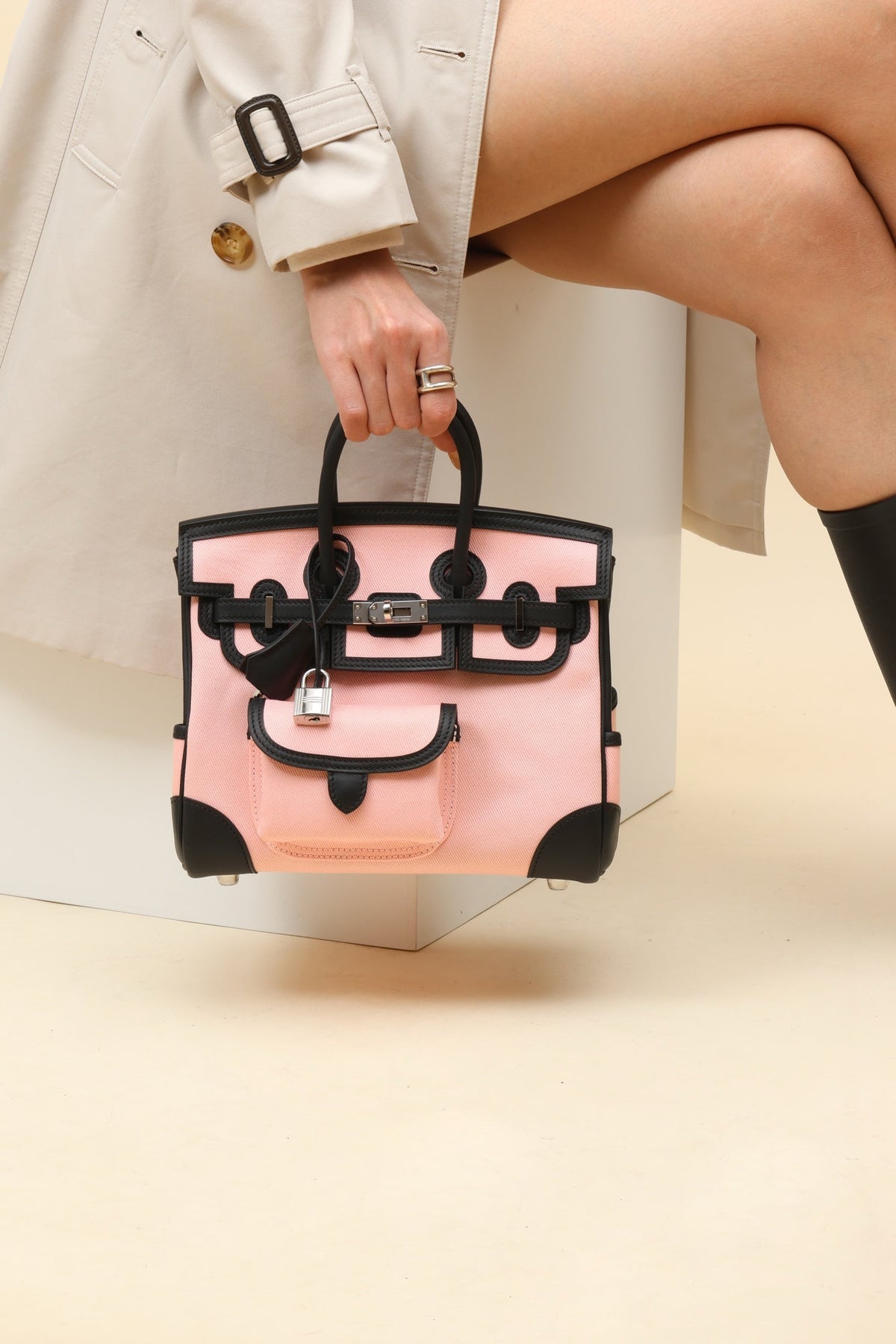 High-end Hermes 2026 Birkin Cargo Bag 25cm Canvas Swift Calfskin