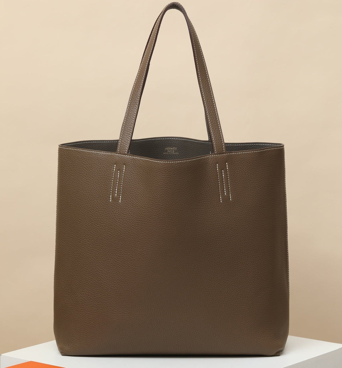 High-end Hermes 2026 Double Sens Tote Bag 35cm Clemence Leather