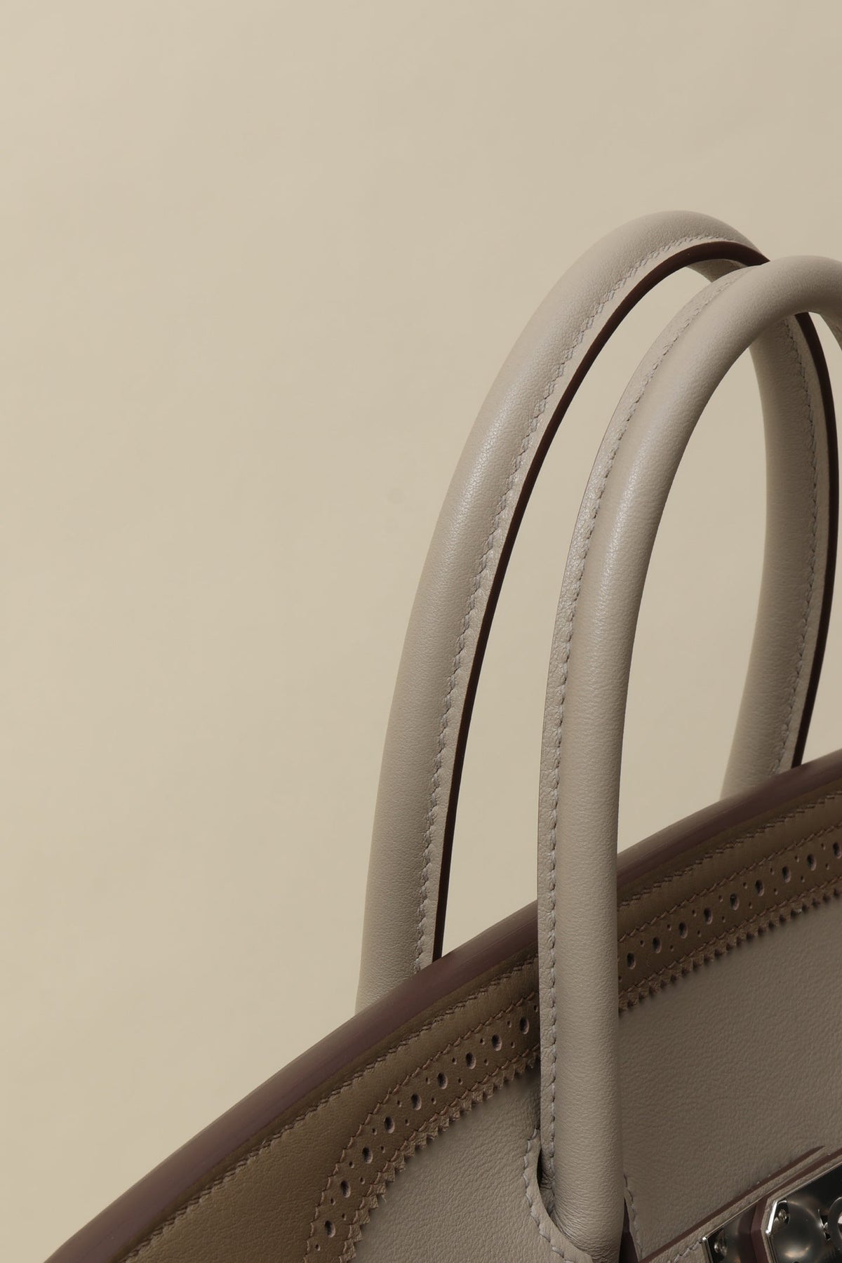 High-end Hermes 2026 Birkin Ghillies 35 Bag Elephant Gray/Diamond Gray Swift Leather
