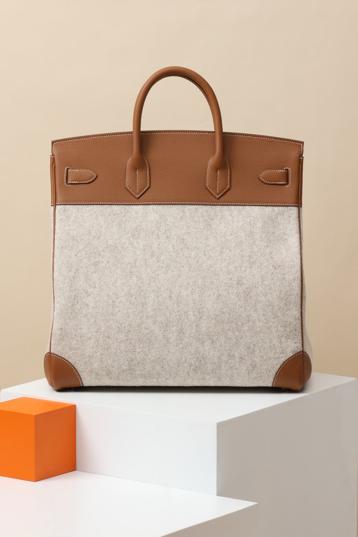 High-end Hermes 2026 Birkin Haut à Courroies 40 Bag Golden Brown Felt/Togo Leather