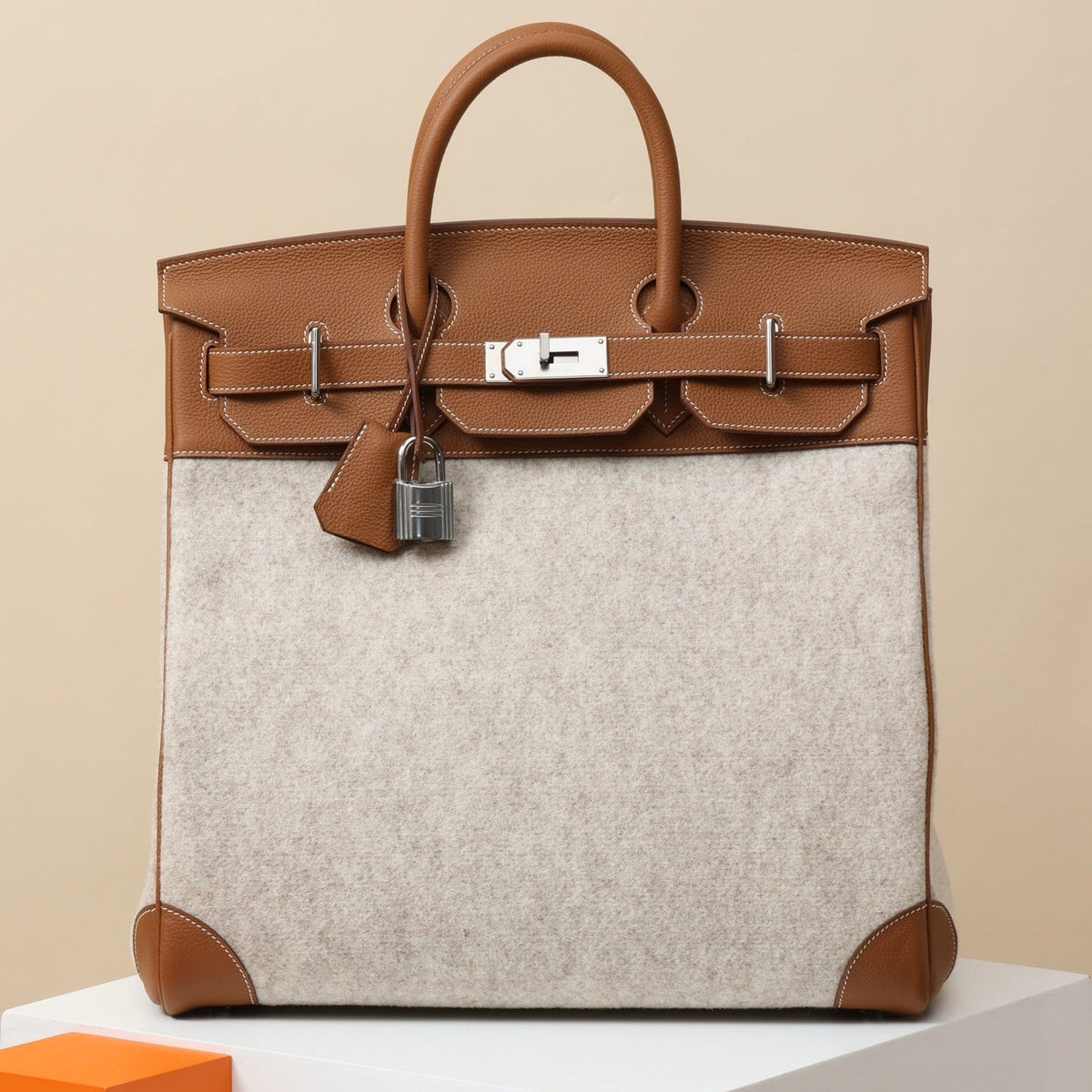 High-end Hermes 2026 Birkin Haut à Courroies 40 Bag Golden Brown Felt/Togo Leather