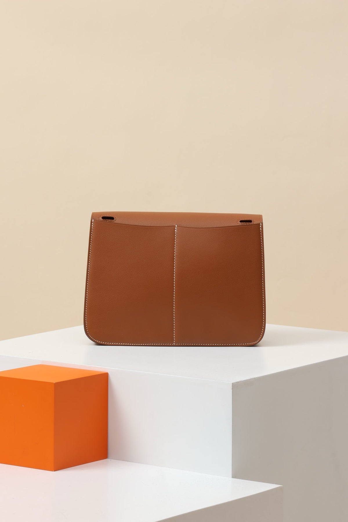 High-end Hermes 2026 Halzan Bag 22cm Golden Brown Swift Leather