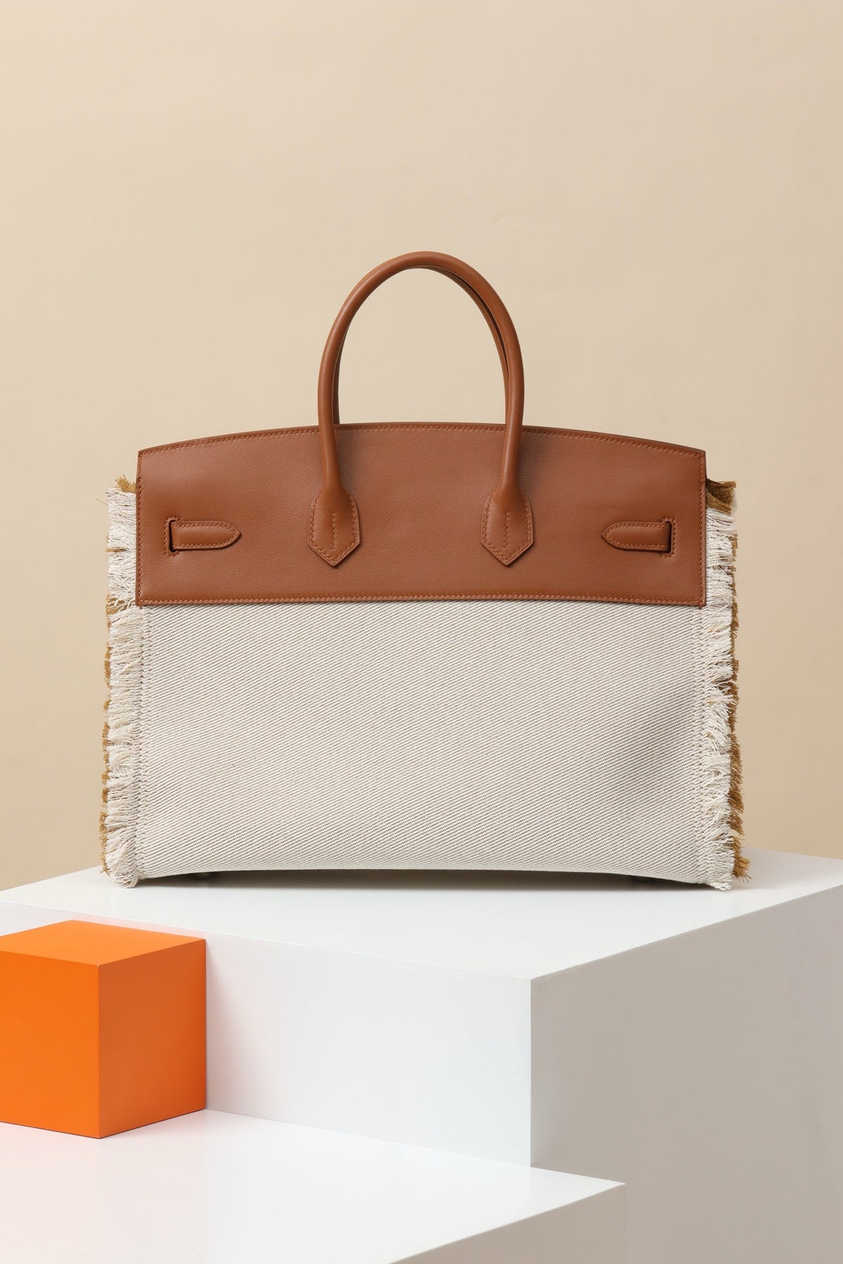 High-end Hermes 2026 Fray Birkin 35 Bag Canvas/Swift Leather