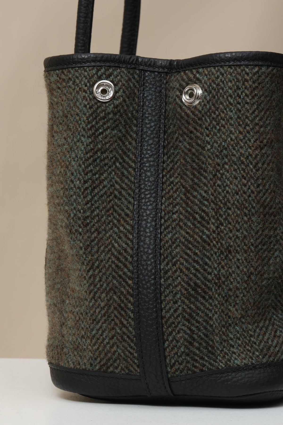High-end Hermes 2026 Garden Party 30 Bag Almond Green Wool Leather