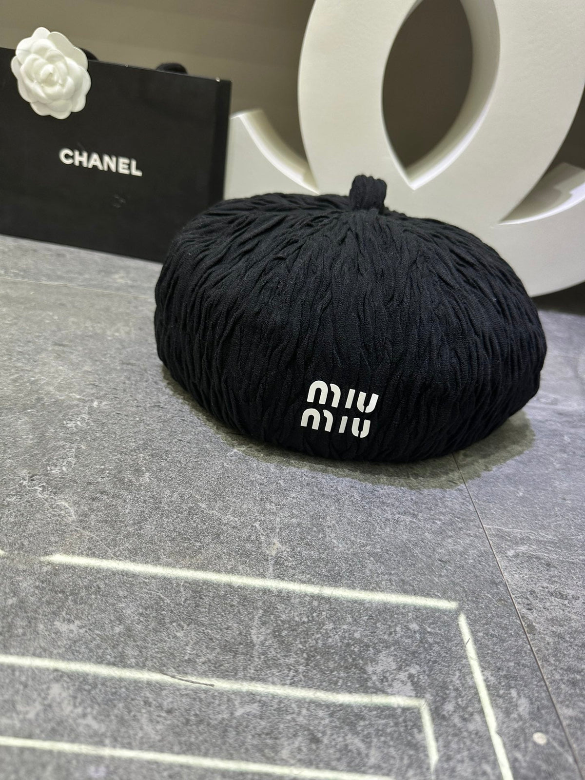 Miumiu Lace Ruffled Octagonal Beret 448263