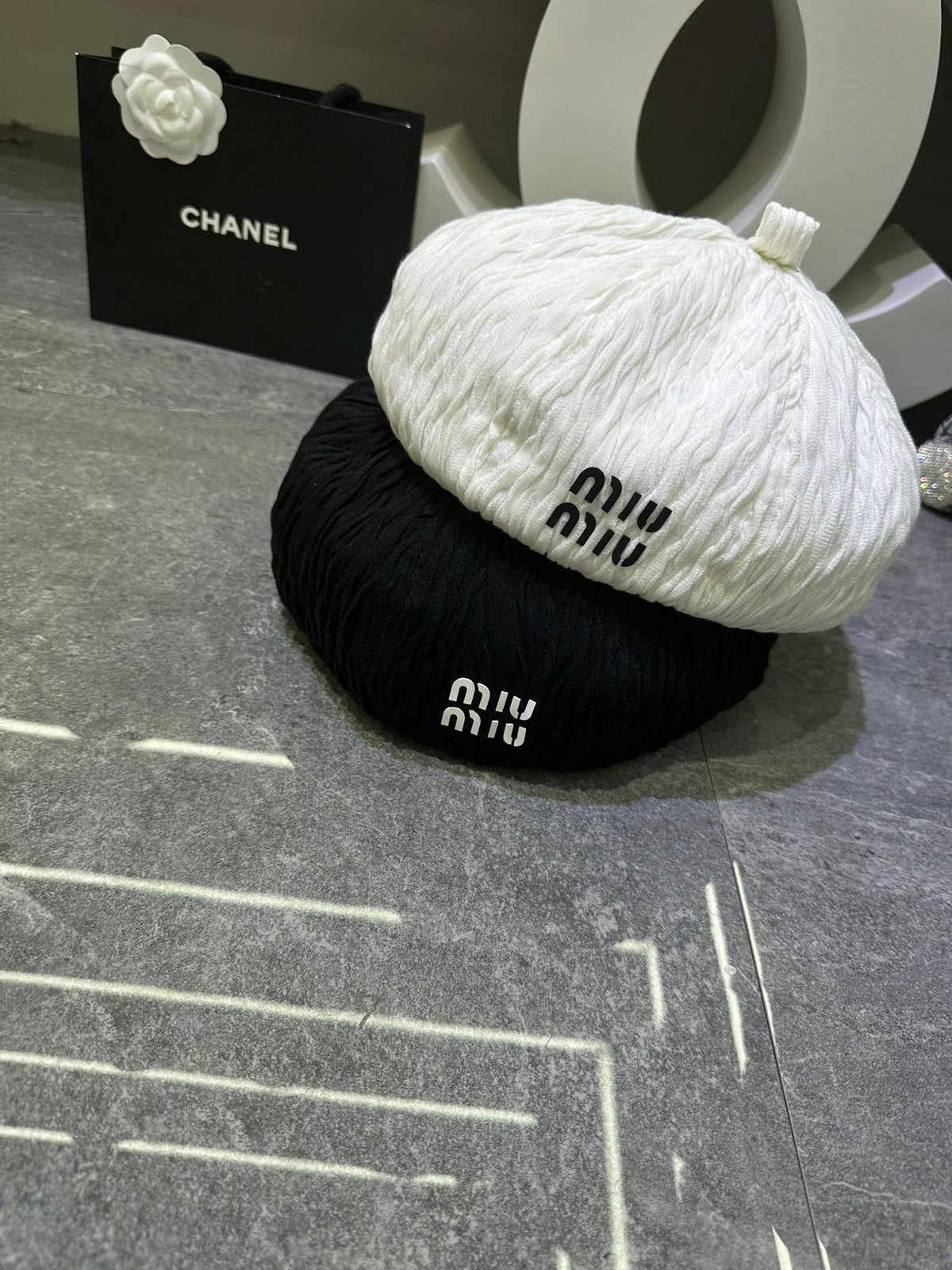 Miumiu Lace Ruffled Octagonal Beret 448263