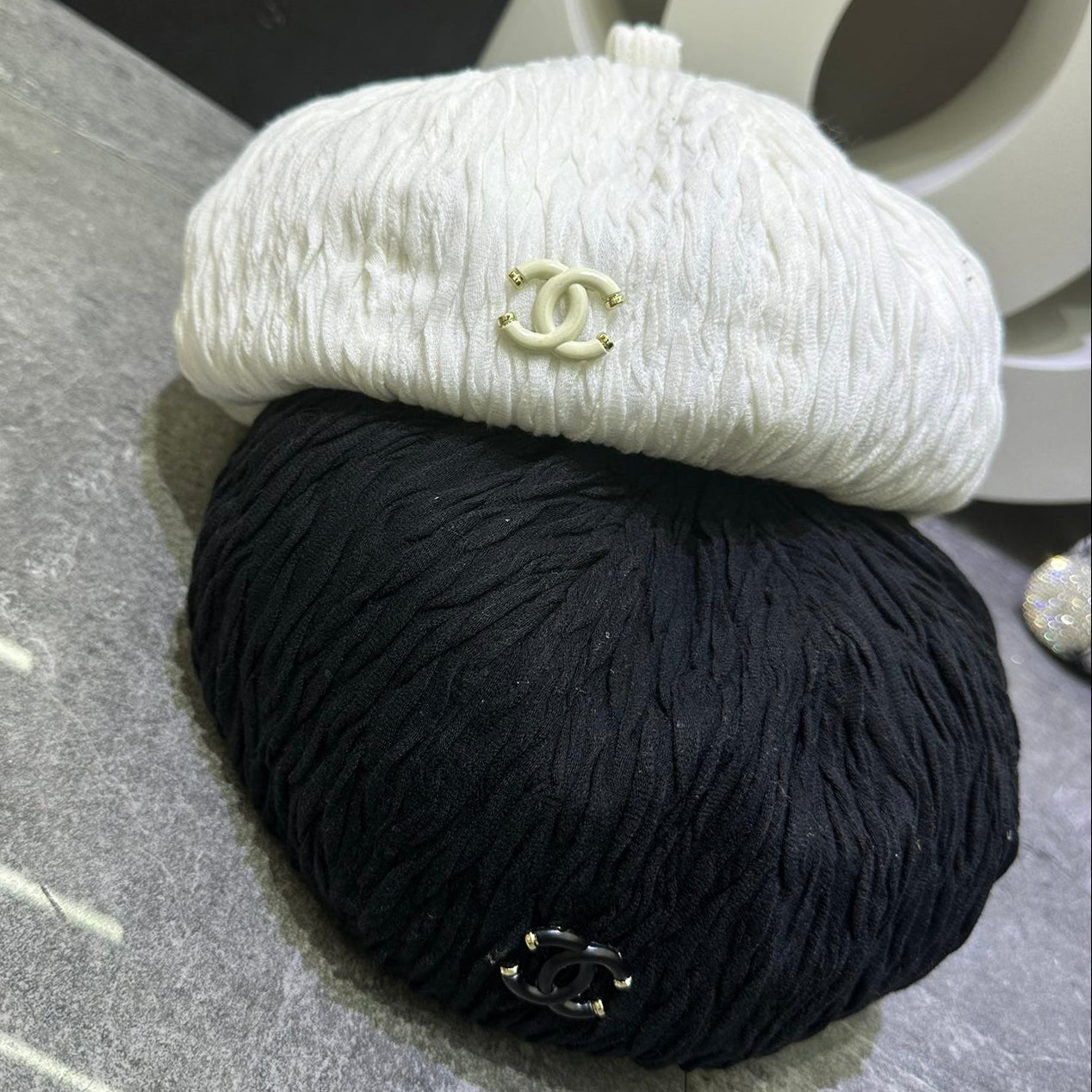 Chanel Lace Ruffled Octagonal Beret 448264