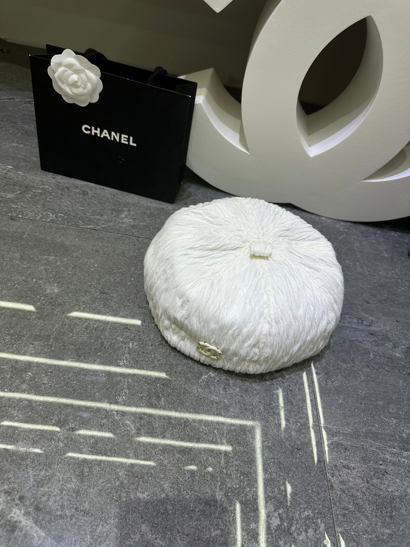 Chanel Lace Ruffled Octagonal Beret 448264