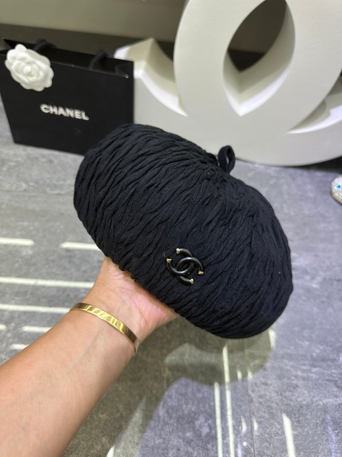 Chanel Lace Ruffled Octagonal Beret 448264