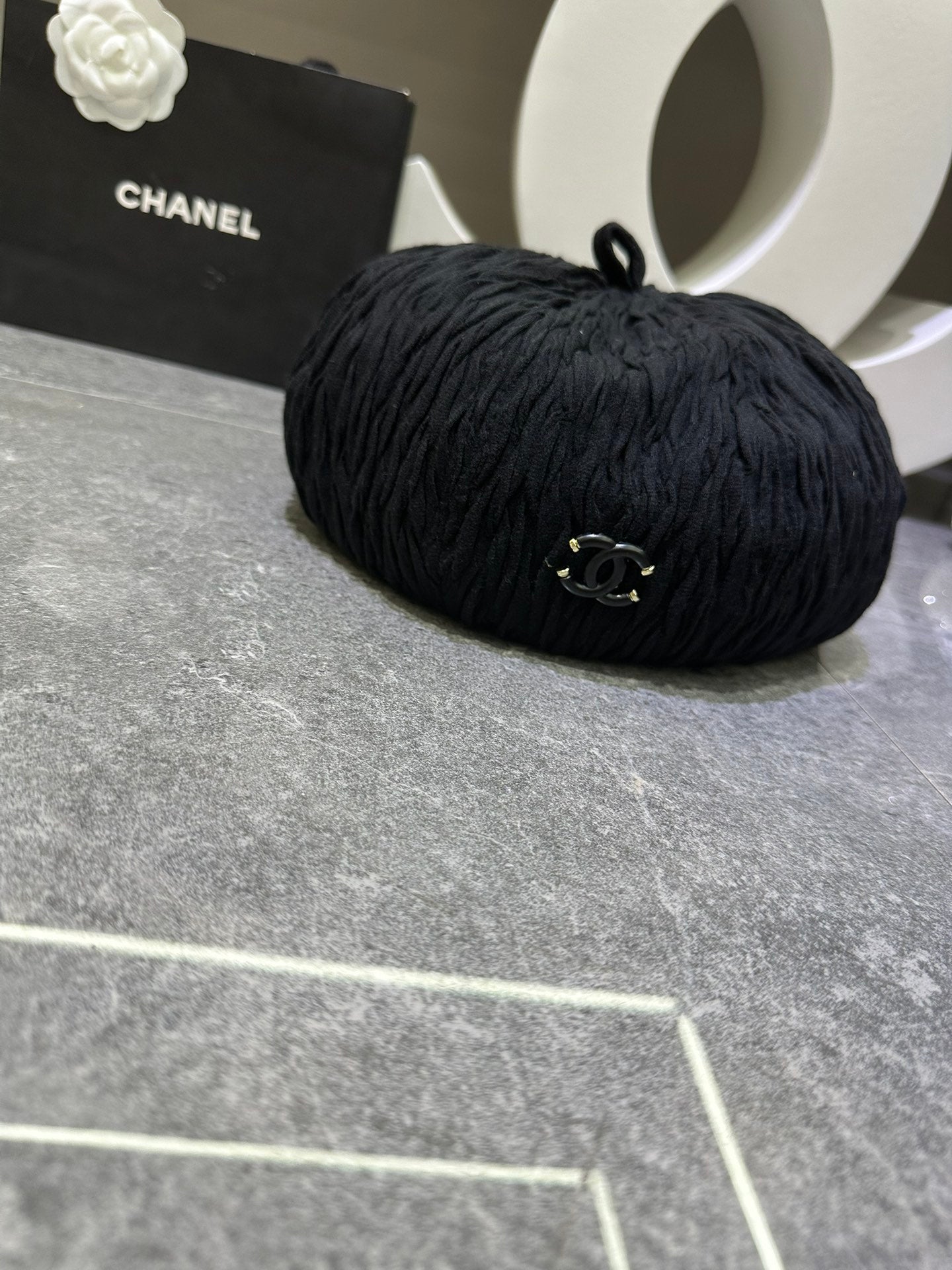 Chanel Lace Ruffled Octagonal Beret 448264