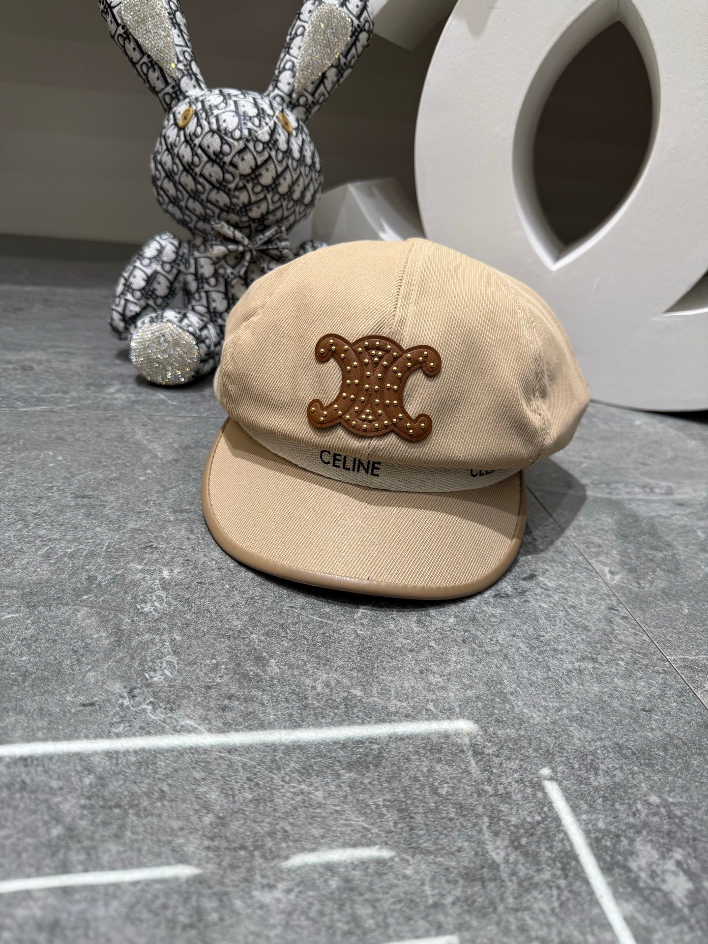 Celine Embellished Triomphe Logo Beret 448267