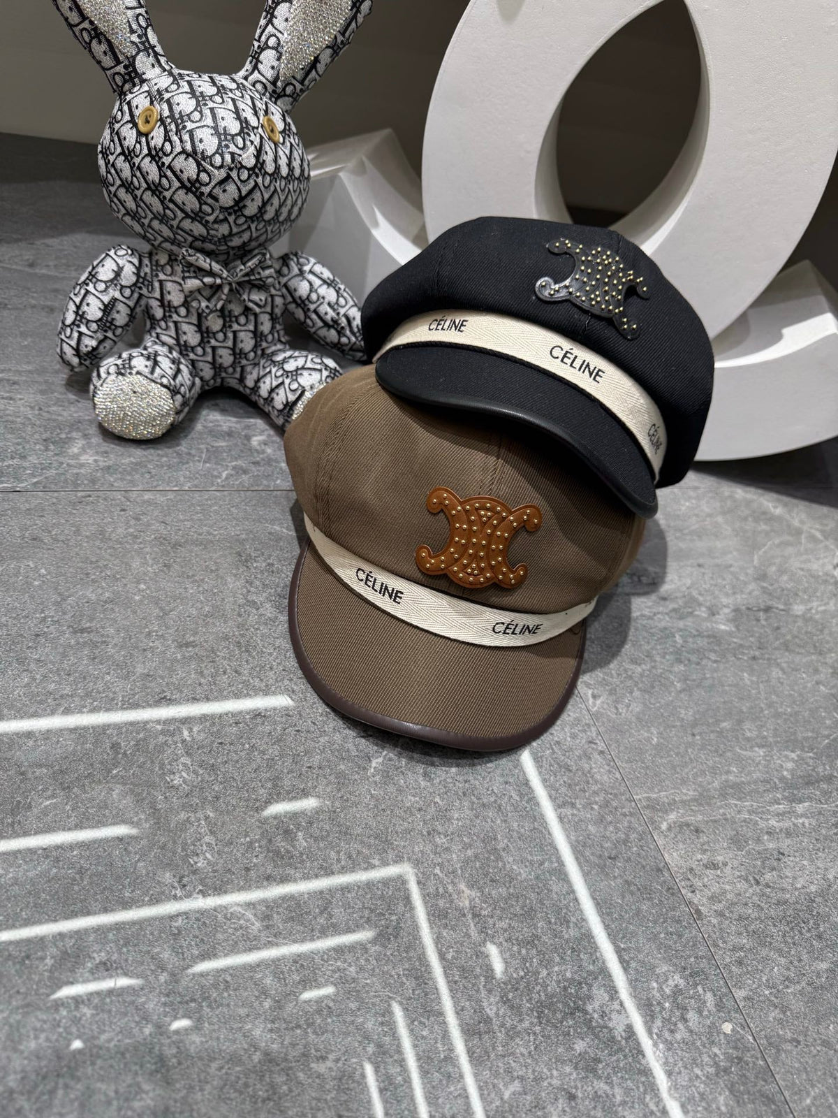 Celine Embellished Triomphe Logo Beret 448267