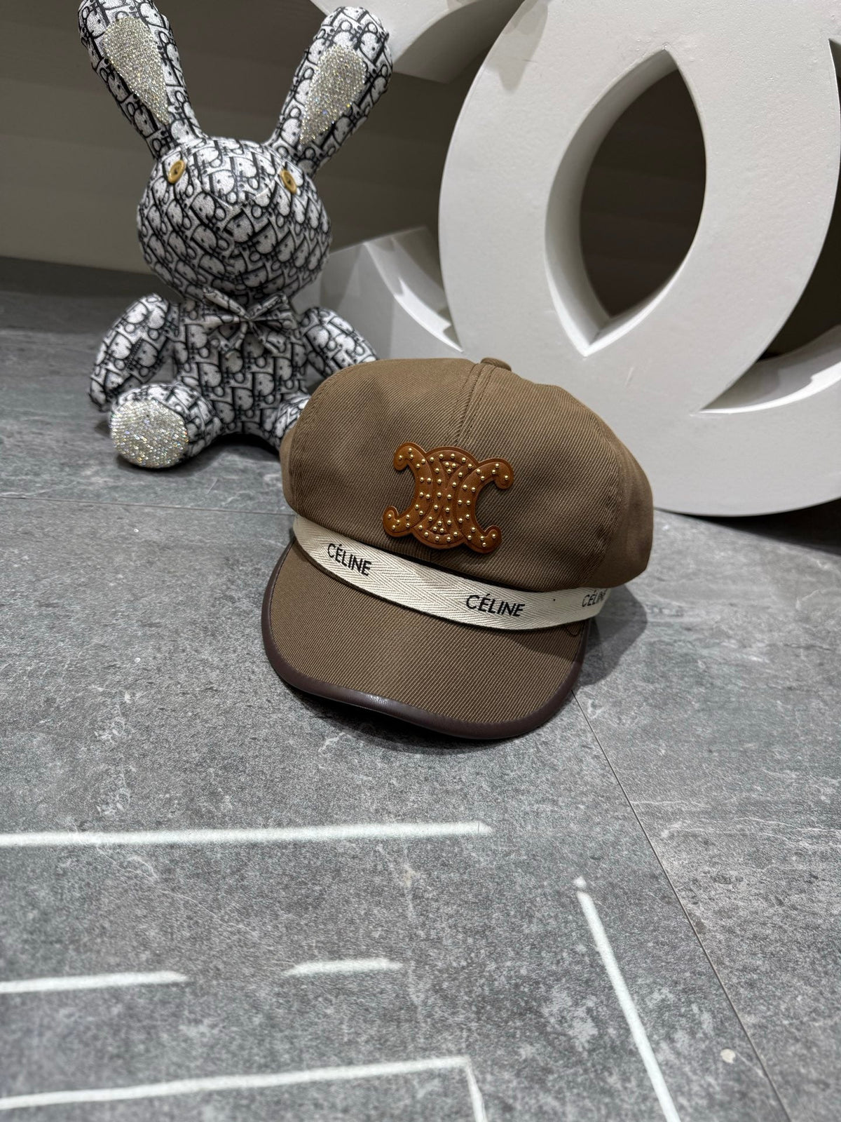 Celine Embellished Triomphe Logo Beret 448267