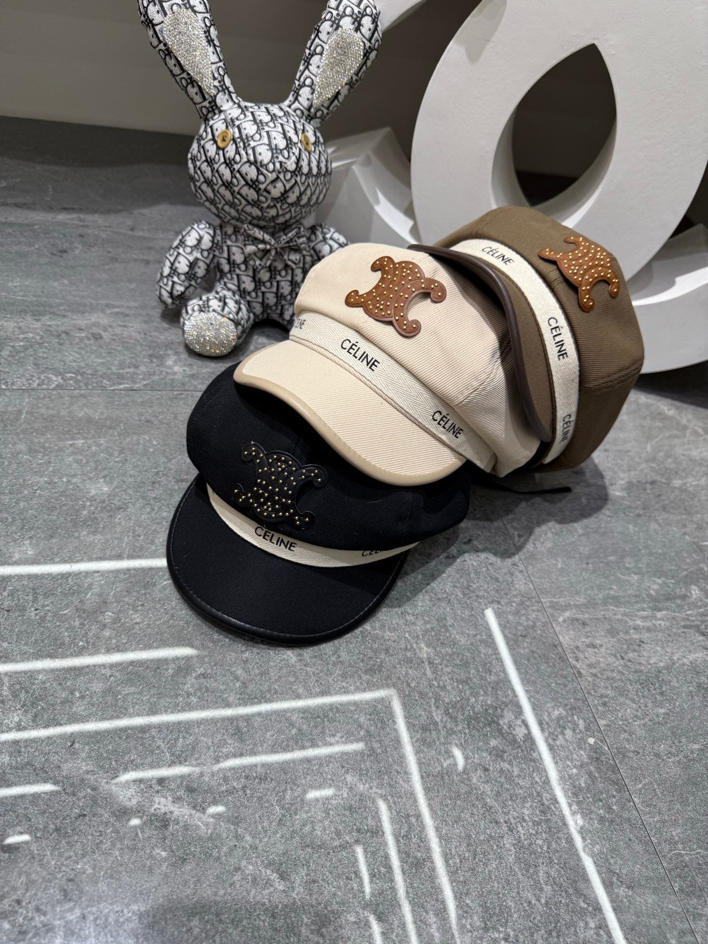 Celine Embellished Triomphe Logo Beret 448267
