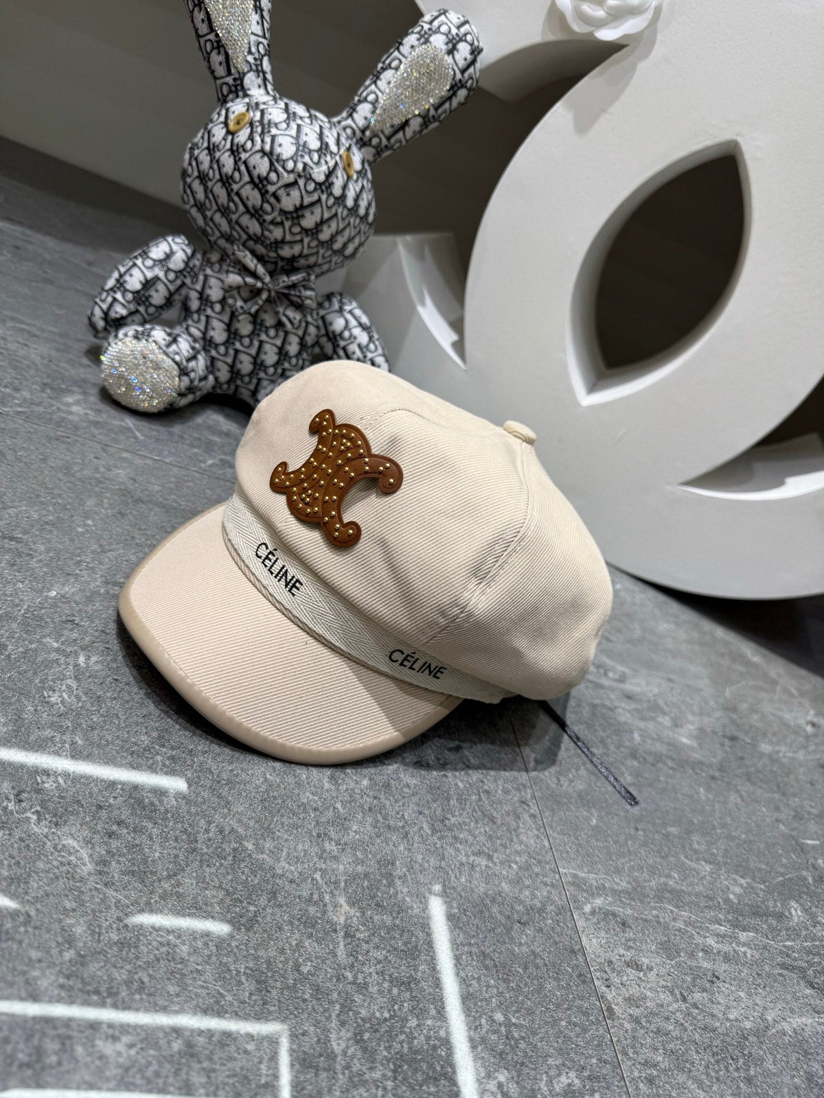 Celine Embellished Triomphe Logo Beret 448267
