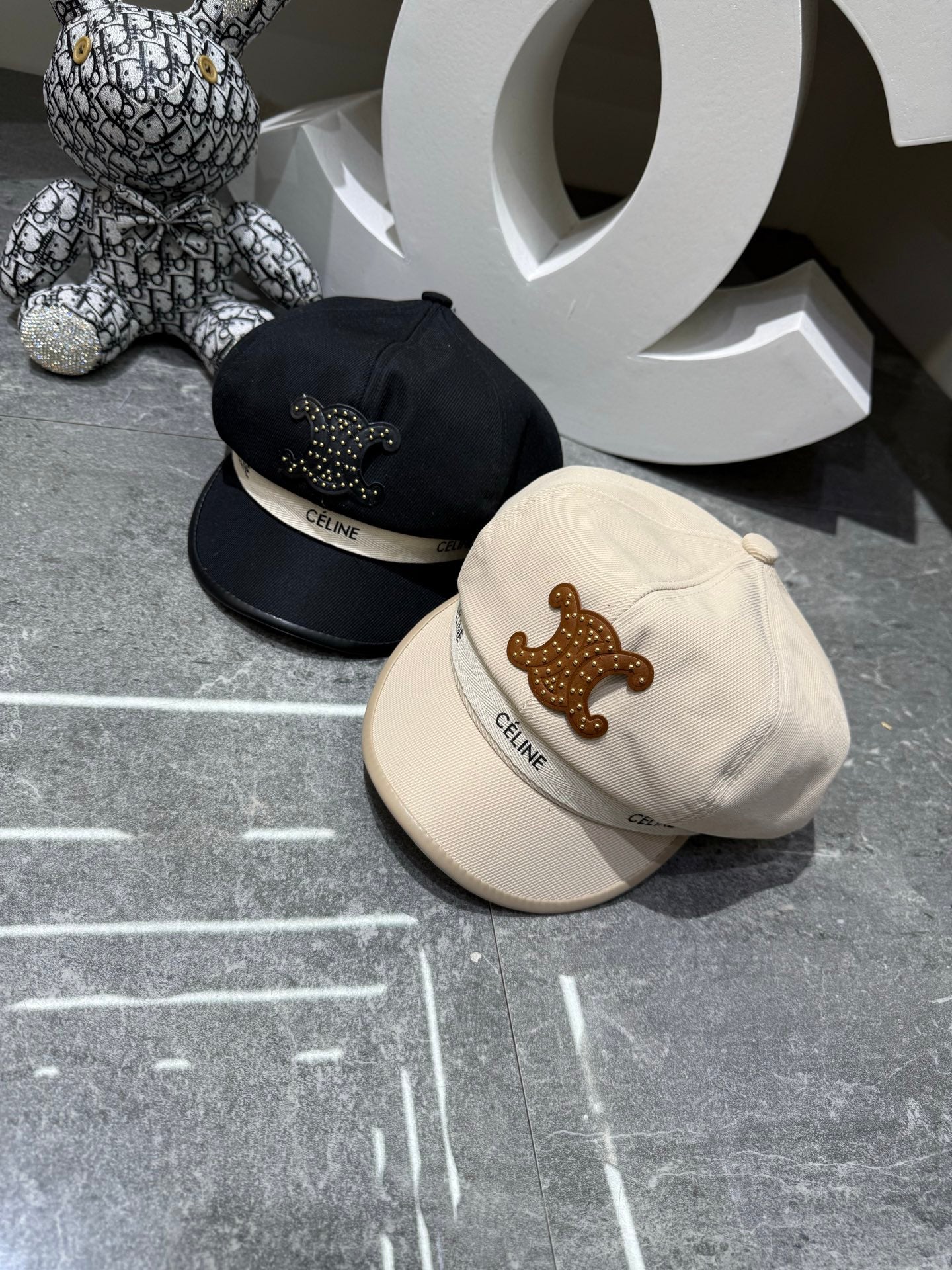 Celine Embellished Triomphe Logo Beret 448267