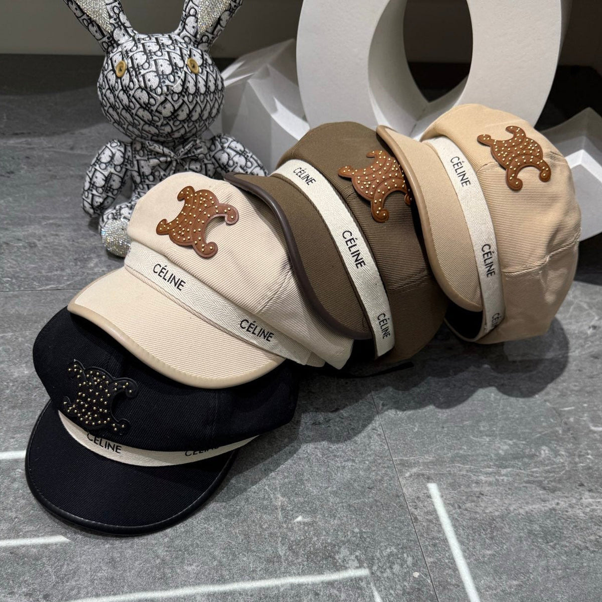 Celine Embellished Triomphe Logo Beret 448267