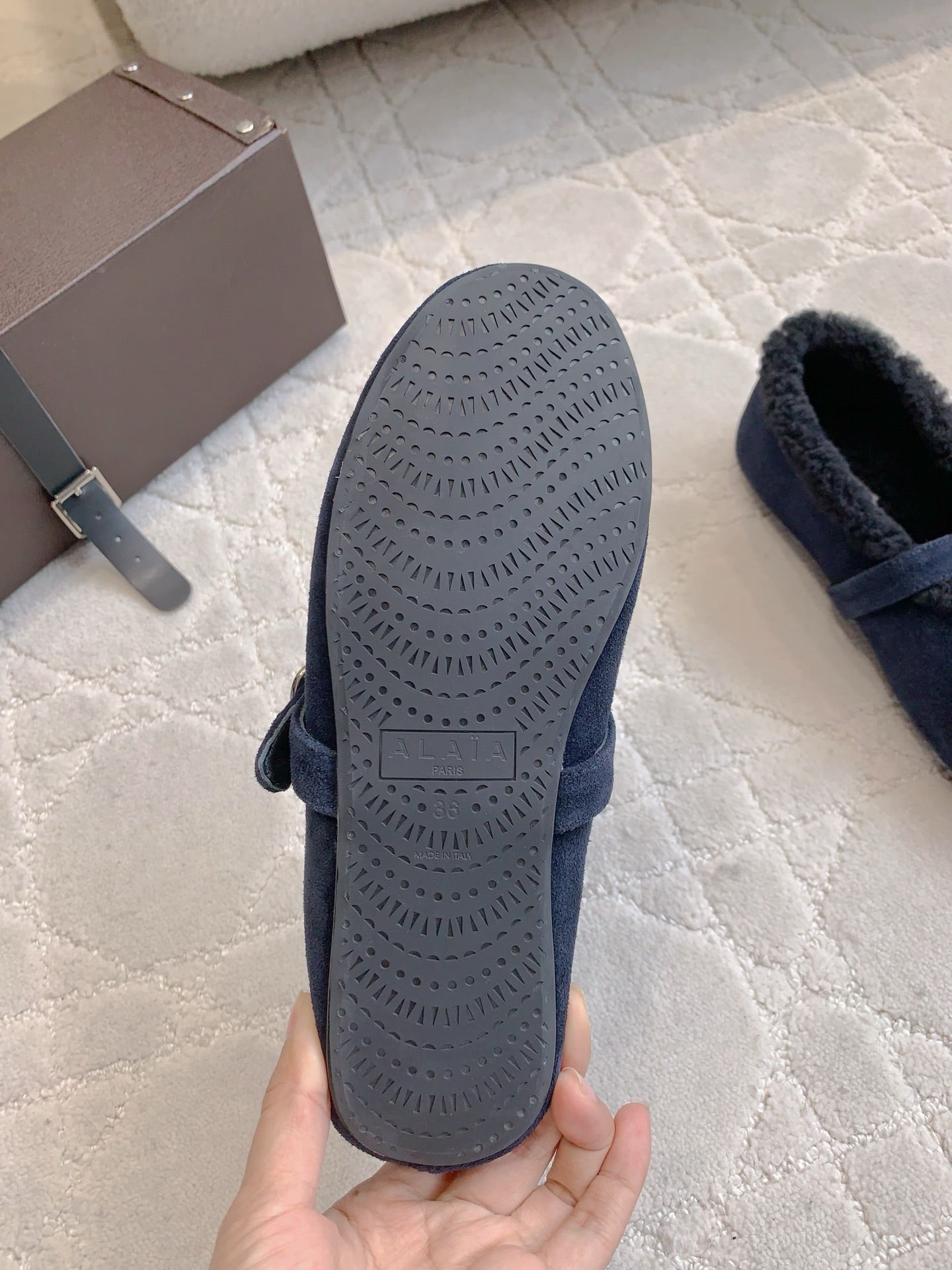 Alaia 2025 Ballet Flat Blue Suede Wool 557376