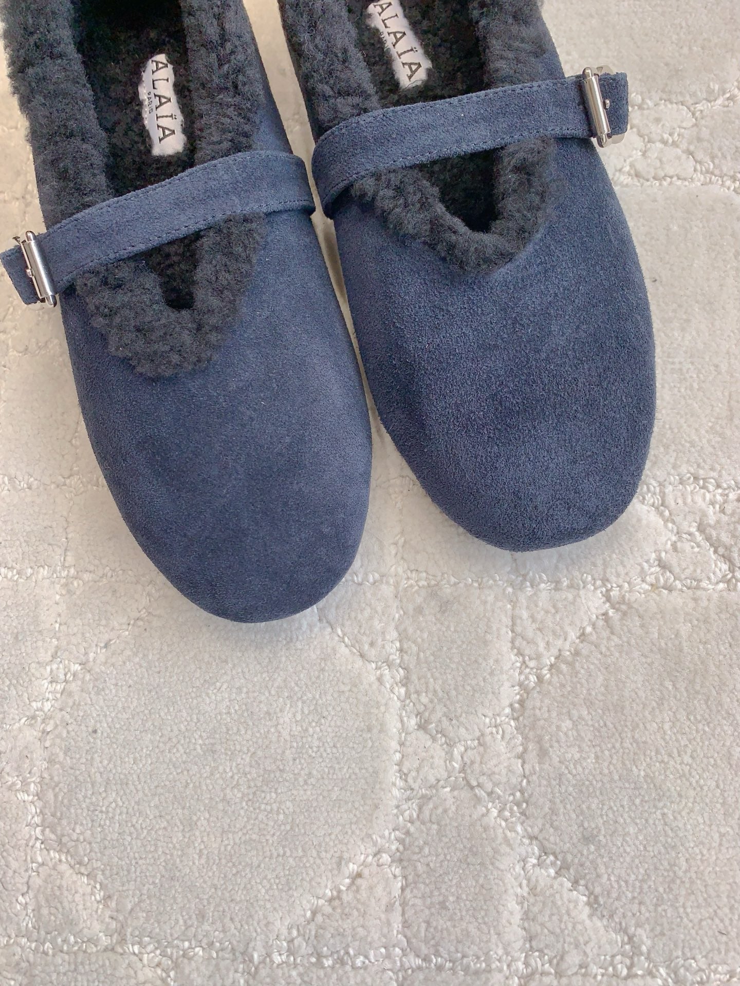 Alaia 2025 Ballet Flat Blue Suede Wool 557376