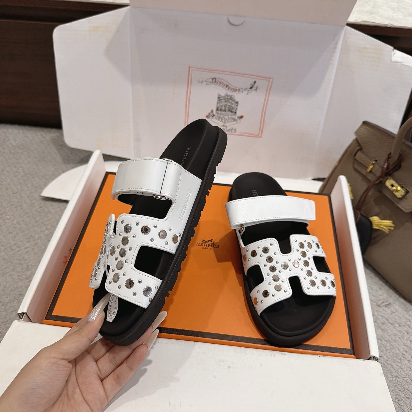 Hermes 2026 Chypre Sandal With Clou de Selle Details Calfskin 960069
