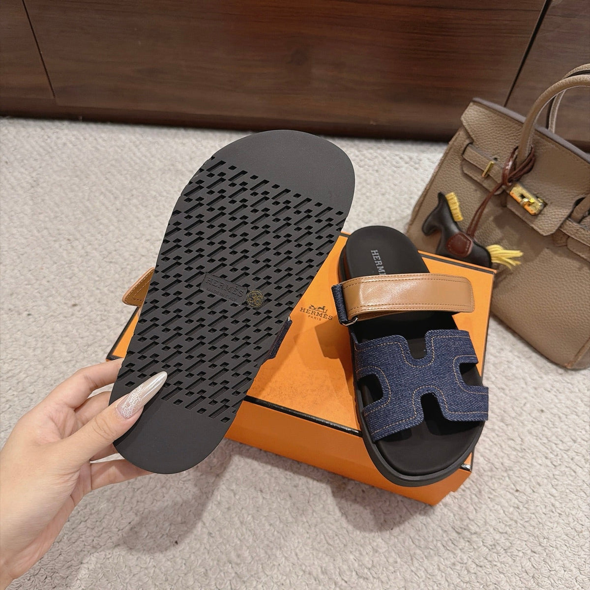 Hermes 2026 Chypre Sandal Canvas Leather 960074