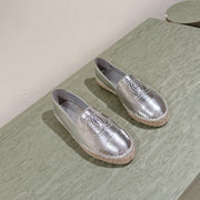 espadrilles silver metalic calfskin
