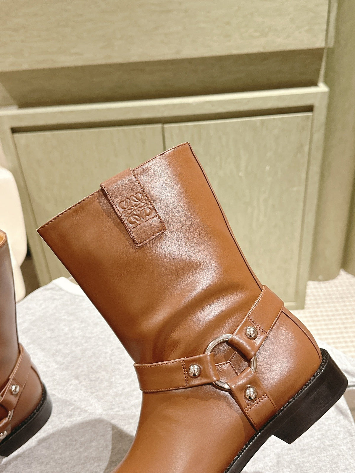 Loewe 2026 Campo Biker Boots Patent Leather 654244