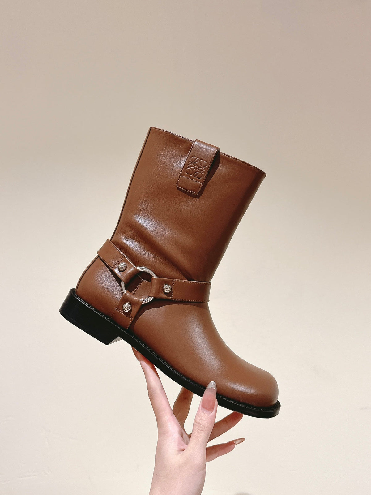 Loewe 2026 Campo Biker Boots Patent Leather 654244