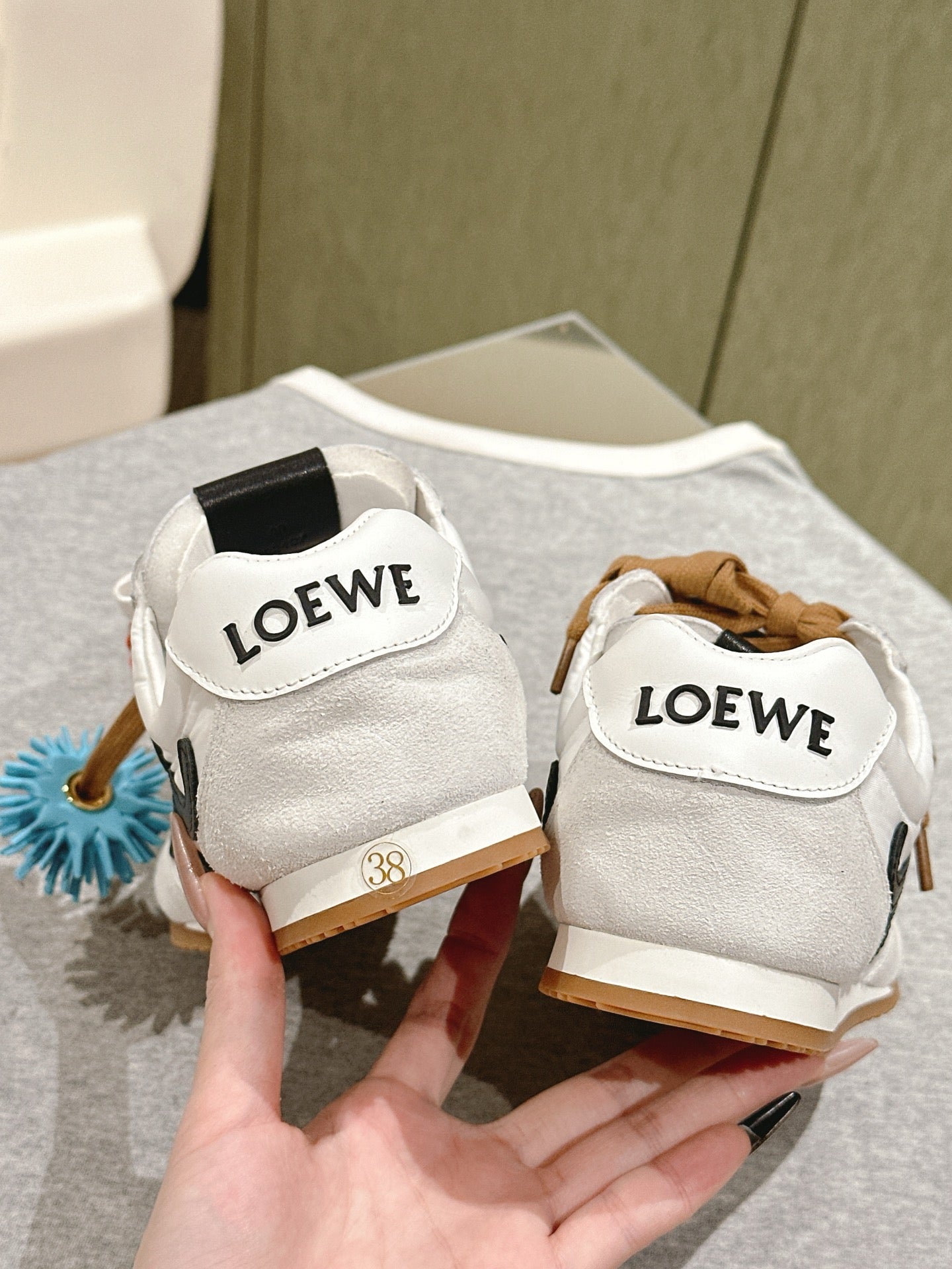 Loewe 2025 Ballet Runner 2.0 Sneaker White Suede Nylon Leather 556043