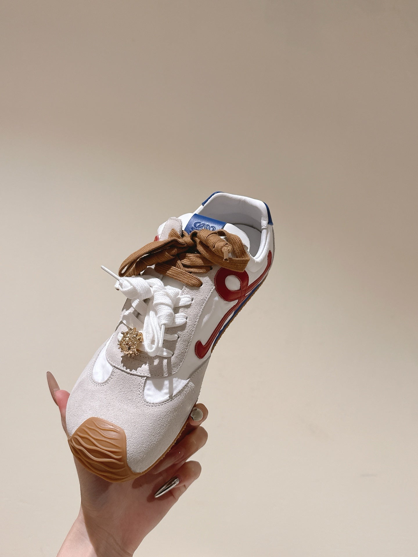 Loewe 2025 Ballet Runner 2.0 Sneaker White Blue Suede Nylon Leather 556046