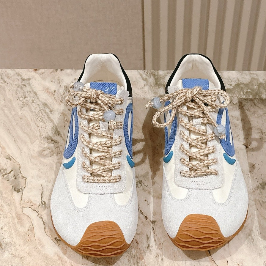 Loewe 2025 Paula's Ibiza Flow Runner Sneaker Ivory Blue Suede Leather 556048