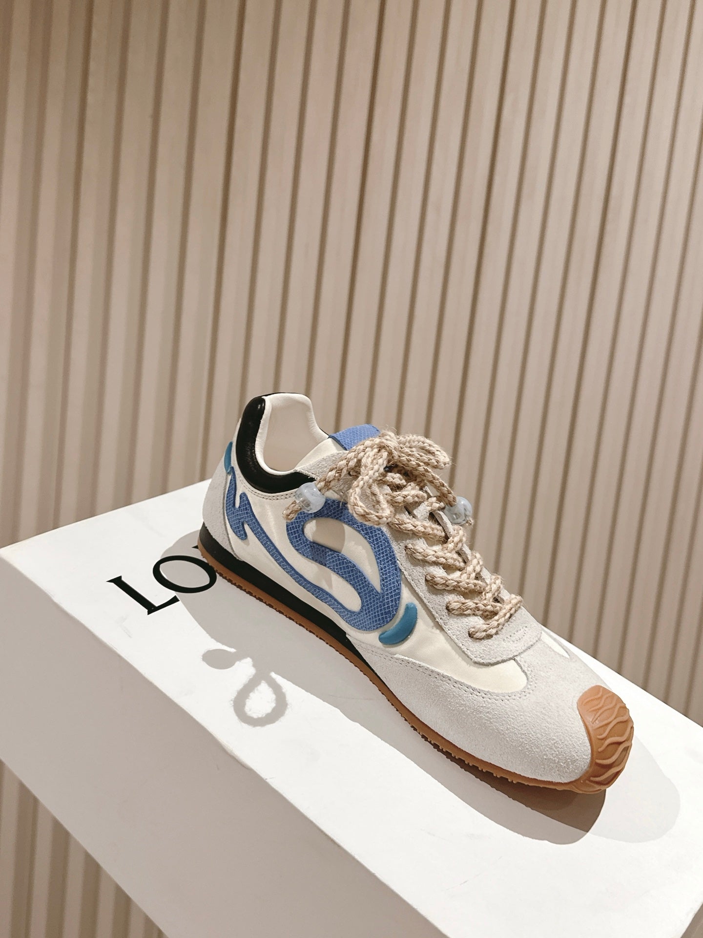 Loewe 2025 Paula's Ibiza Flow Runner Sneaker Ivory Blue Suede Leather 556048