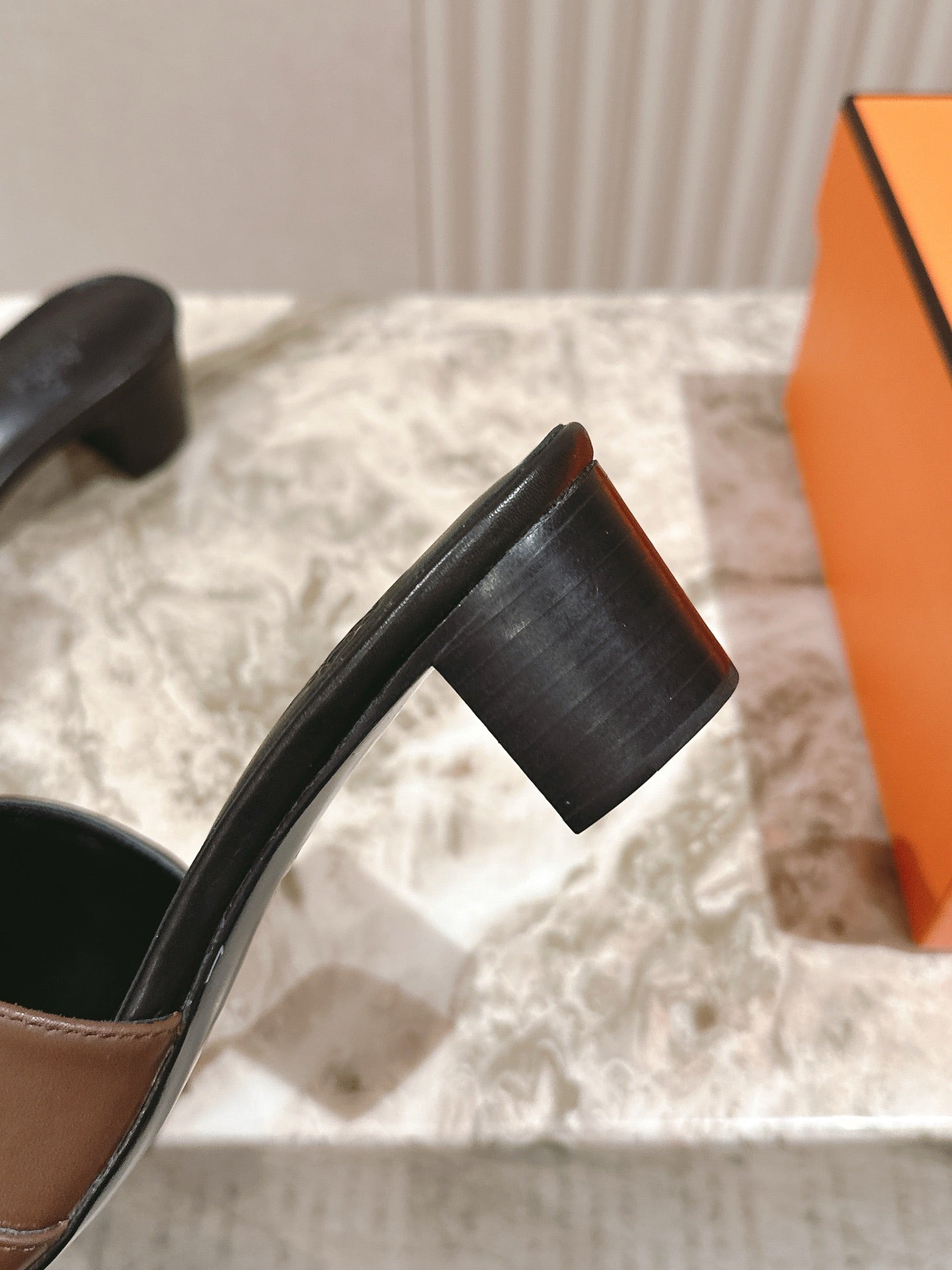 HM 2026 High Heel Slippers 65 Black Brown Calfskin 655858