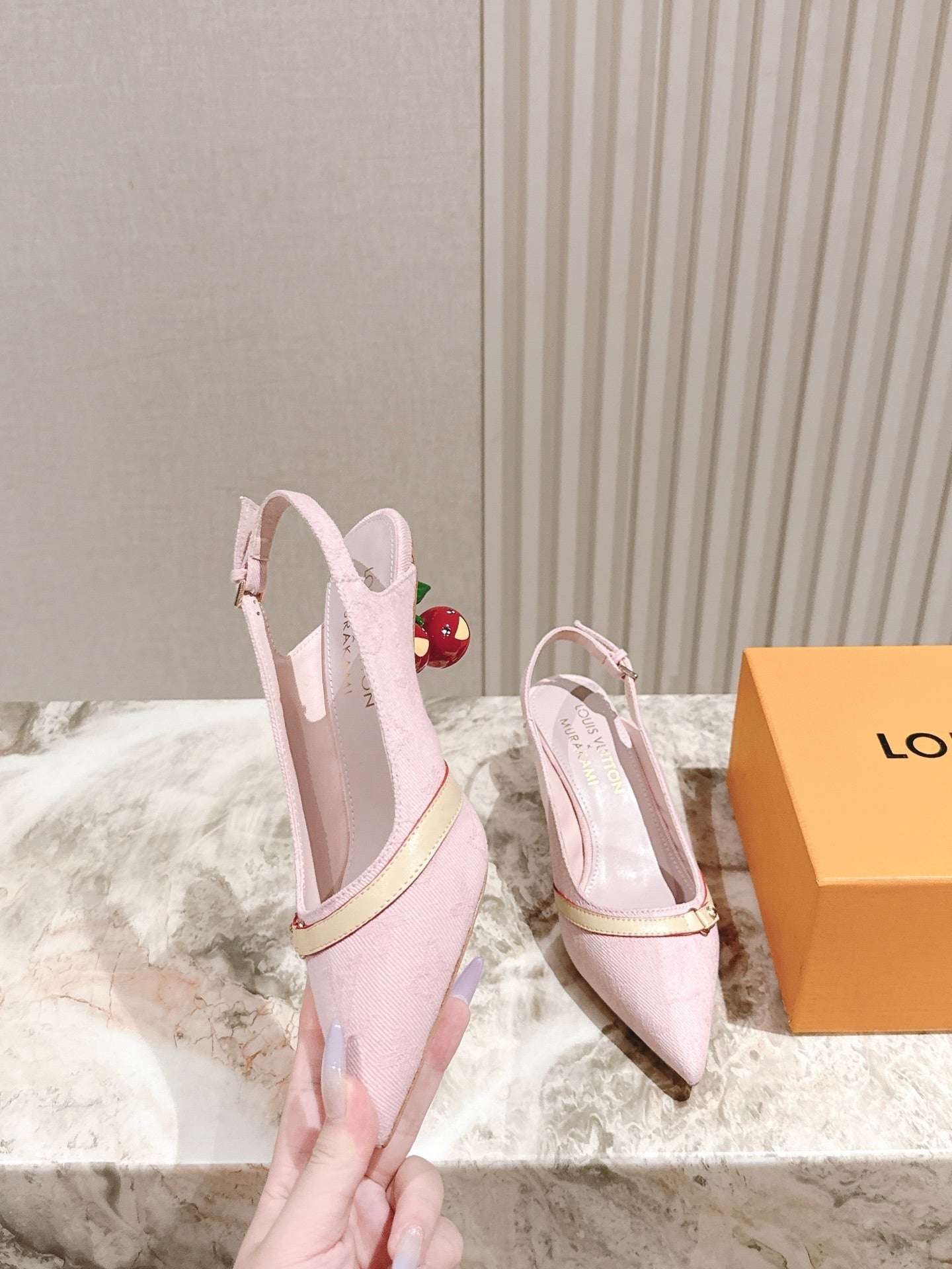 LV 26ss Slingback 45 Light Pink Denim 656936