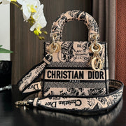 mini 17cm black pink embroidery canvas