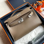 HM Kelly Pochette 22cm Swift Silver Hardware