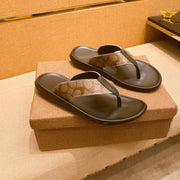 GG Men's Sandals Slide Brown Leather 587239