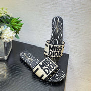 dway slide embroidered cotton black miss cd alllover motif