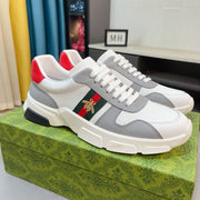 GG Men's ACE Sneaker White Grey Calfskin 523321