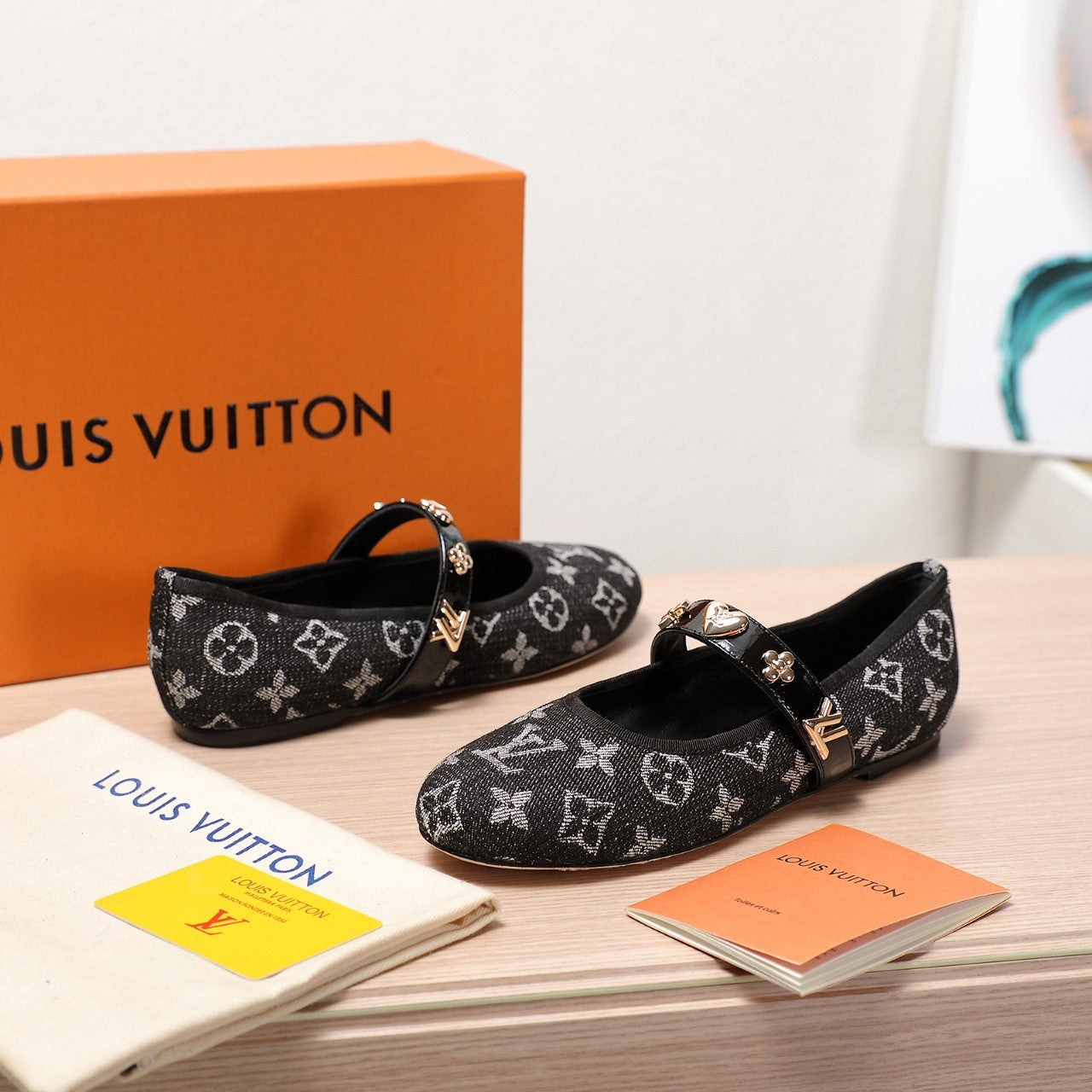 LV 25C Romy Flat Black Monogram Denim Fabric With gold logo 218309