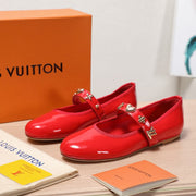 LV 25C Romy Flat Red Patent calf leather With gold logo 218306