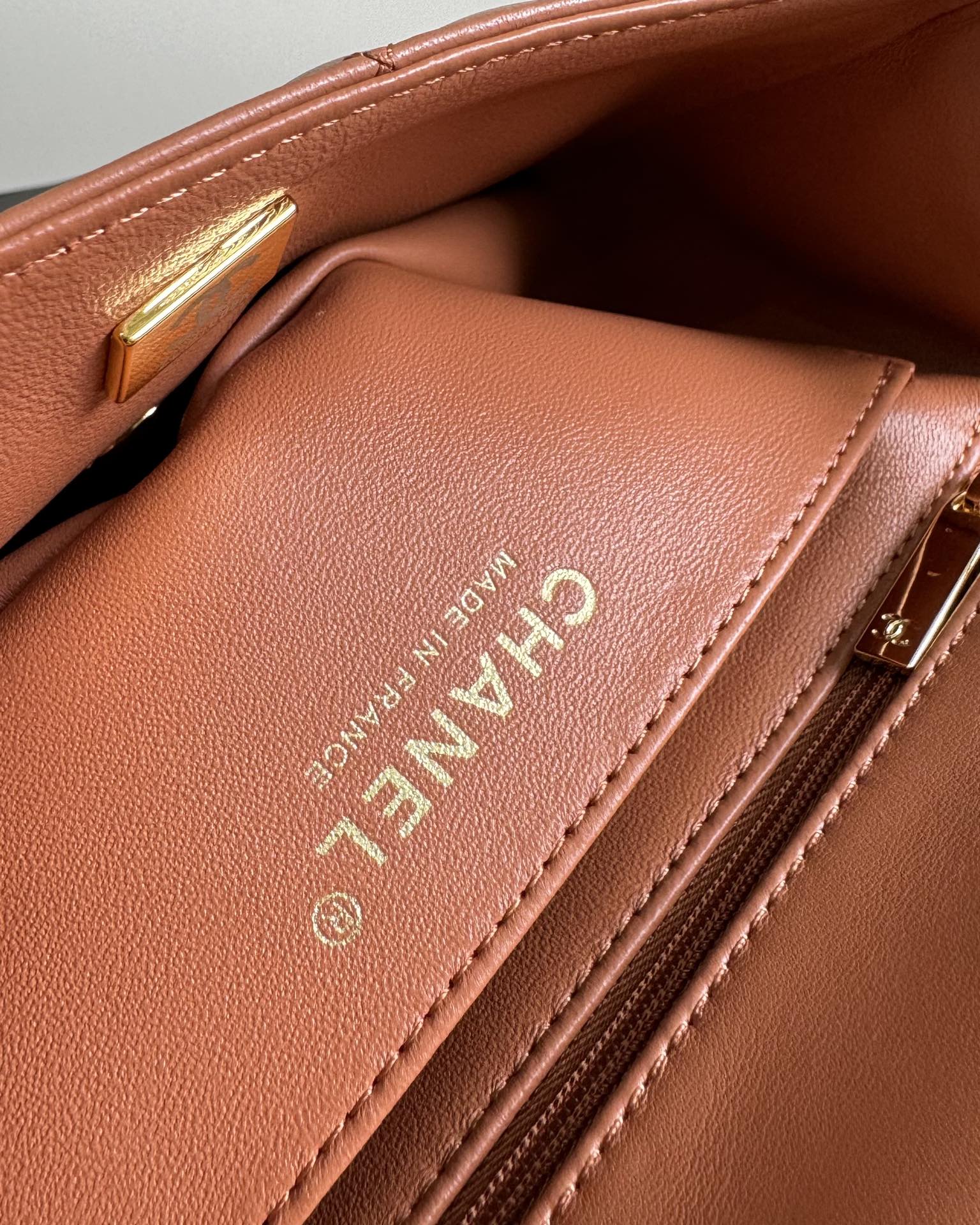 flap bag mini 20 brown lambskin gold hardware